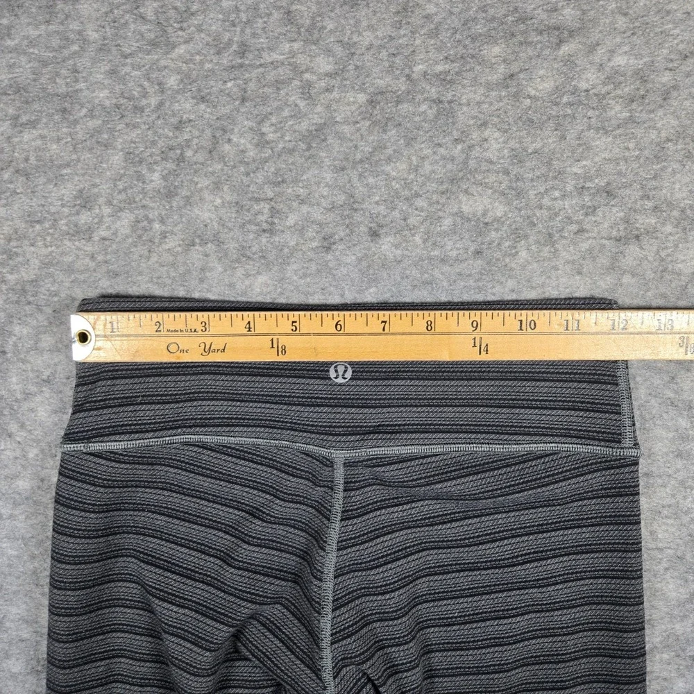 Lululemon Womens Gray Striped Wunder Under Crop Leggings 4